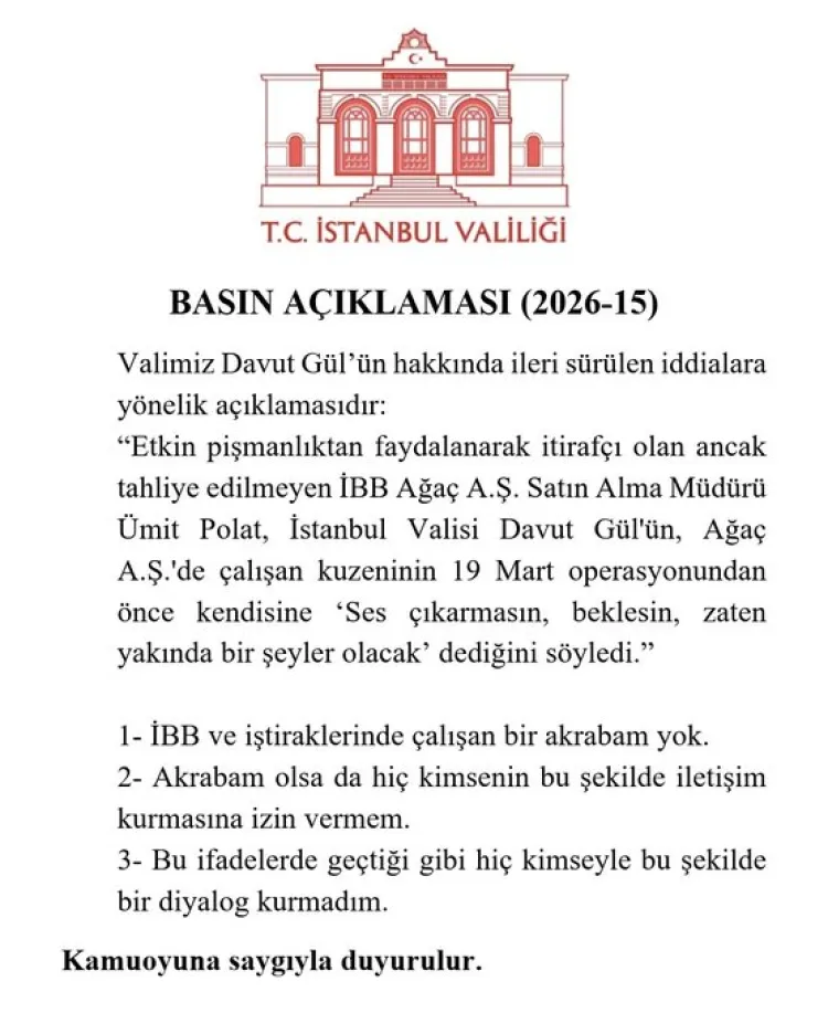 İstanbul Valisi Davut Gül: Akrabam İBB’de çalışmıyor