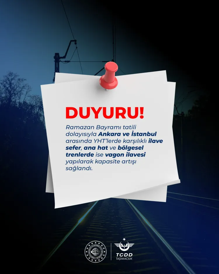 TCDD'den bayram yoğunluğuna ek sefer ve vagon