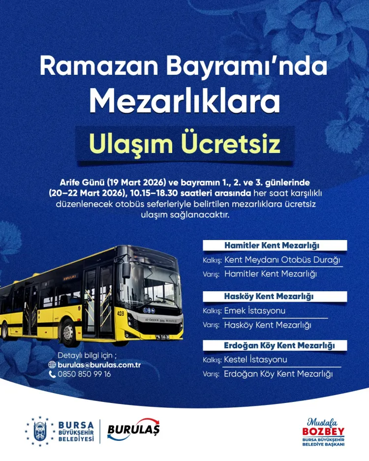 Bursa’da bayram boyunca ücretsiz ulaşım