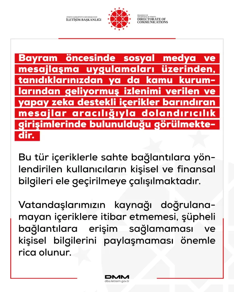 Bayram öncesi dolandırıcılık uyarısı... Yapay zekâ destekli mesajlara dikkat