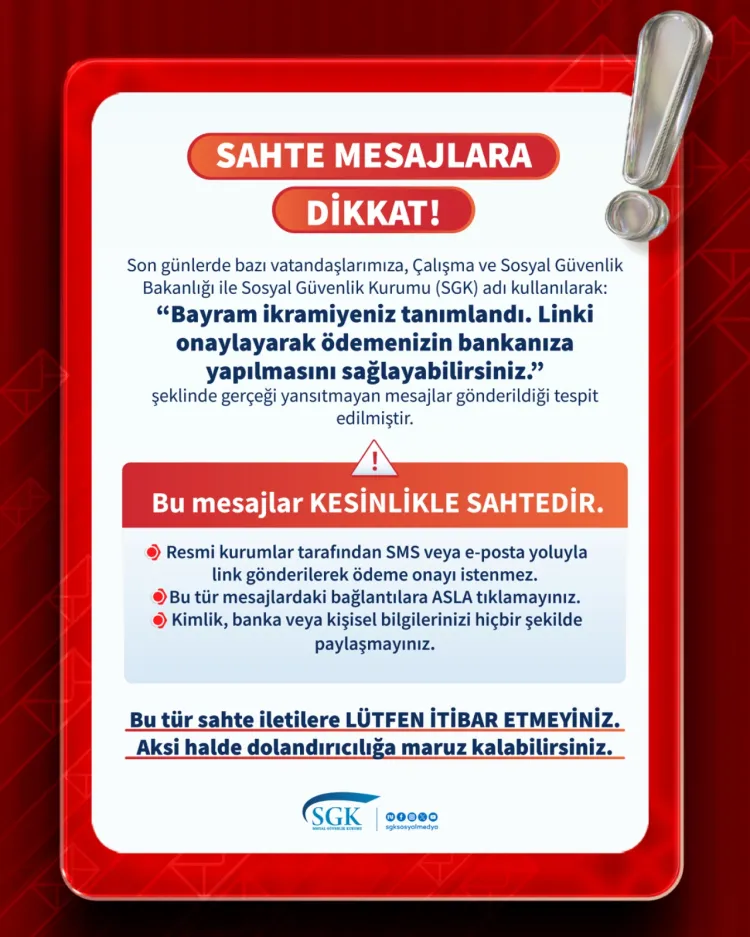 SGK’dan 'sahte mesaj' uyarısı!