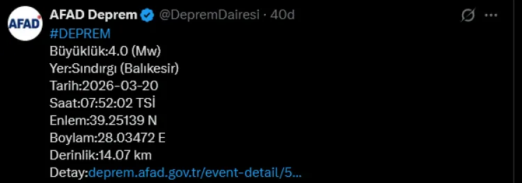 Balıkesir Sındırgı’da sabah depremi... 4,0 büyüklüğünde sallandı