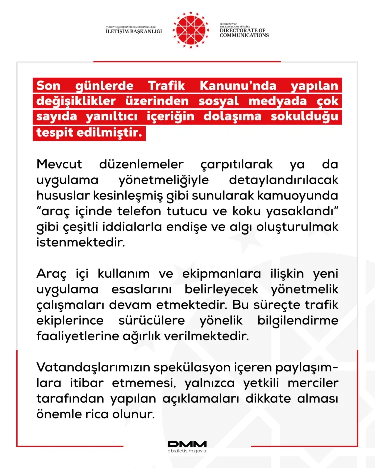 "Araçta telefon tutucu yasaklandı" iddialarına yalanlama