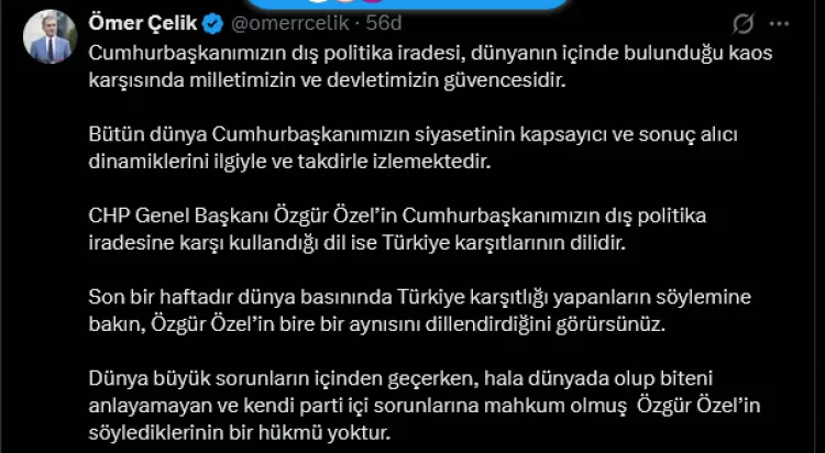 Özgür Özel’in dış politika eleştirilerine AK Parti'den tepki