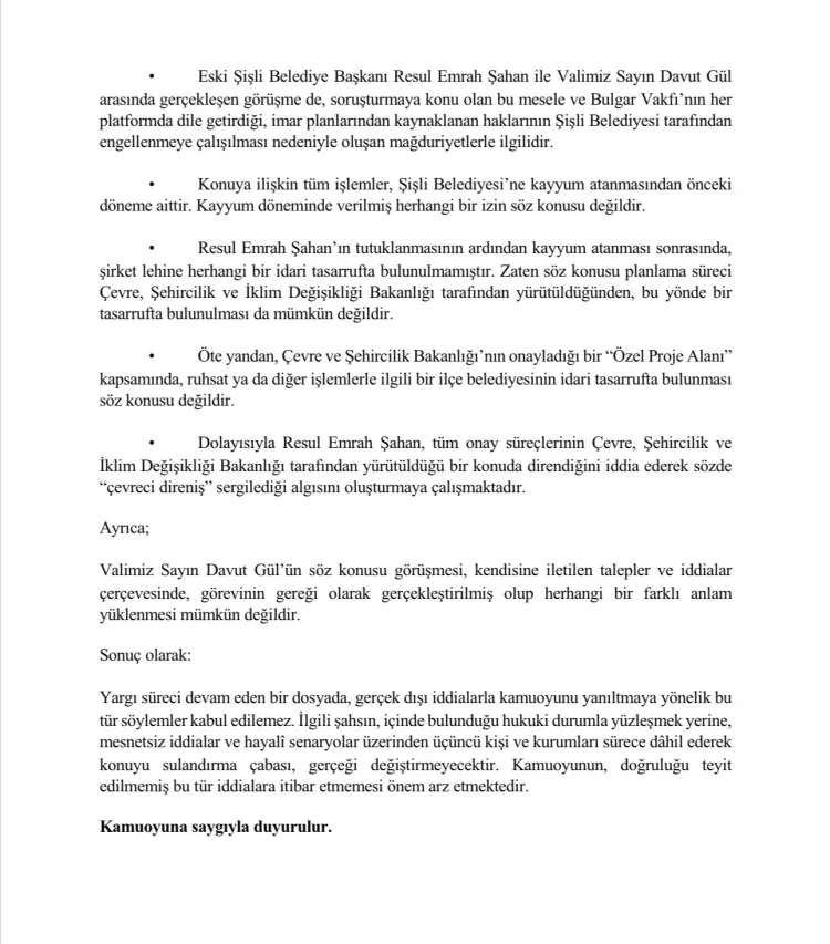 Şişli’de '72 kat' tartışması! Valilikten Şahan’ın iddialarına sert yanıt