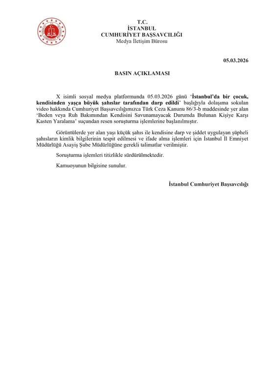 İstanbul’da çocuğa yönelik darp videosu ile ilgili soruşturma başlatıldı