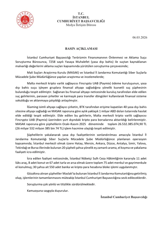 İstanbul merkezli 9 ilde yasa dışı bahise 20 gözaltı! 26,5 milyar TL'lik işlem tespit edildi